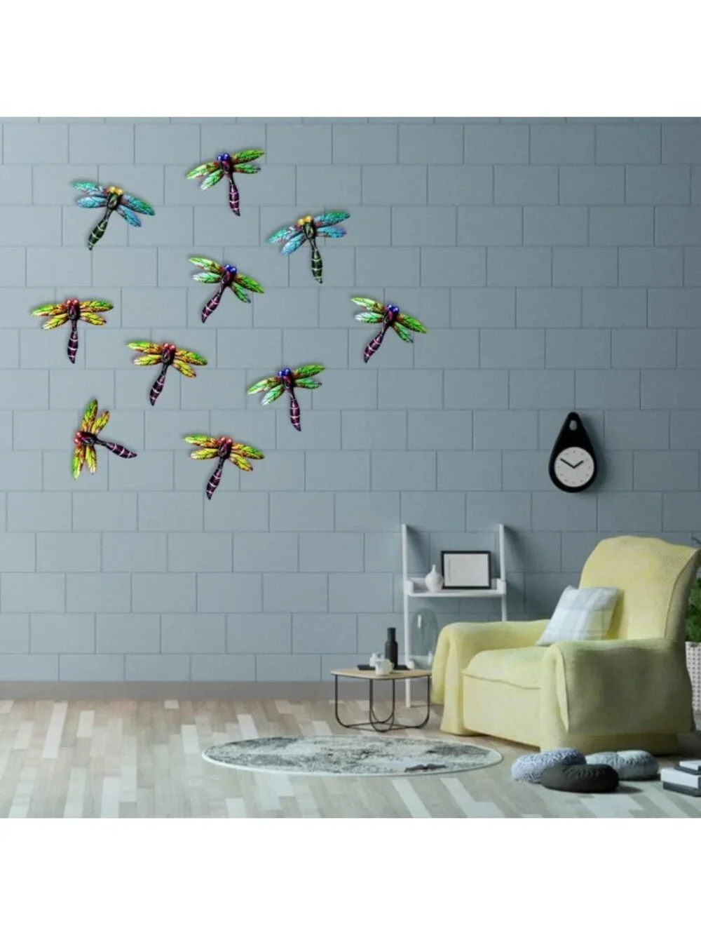 8PCS Metal Dragonfly Wall Art Decor - Outdoor Sculpture for Garden, Patio